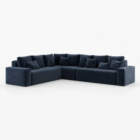 Deep Blue Corner Sofa - Blue