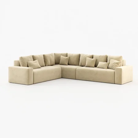 Deep Blue Corner Sofa - Beige