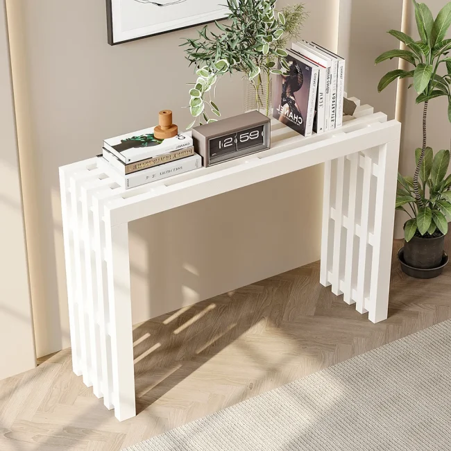 Mek Modern White Console Table