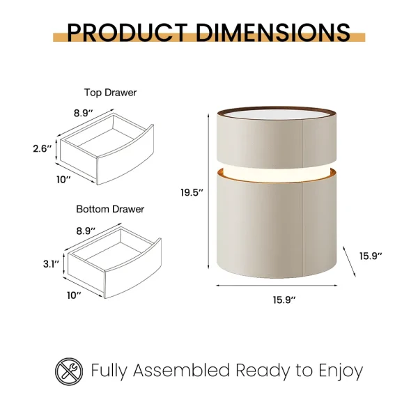 Minimalist Circular Nightstand with LED - Image 6