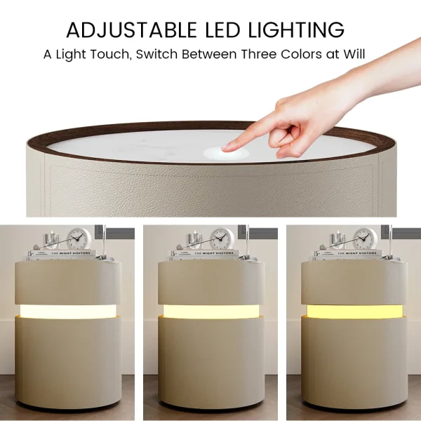 Minimalist Circular Nightstand with LED - Image 7