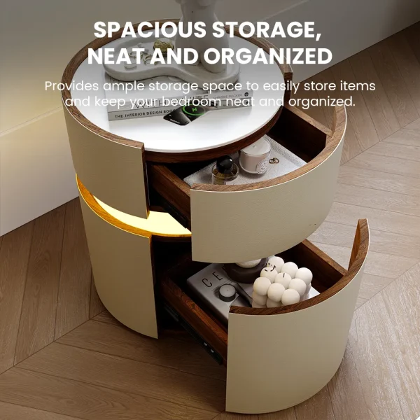 Minimalist Circular Nightstand with LED - Image 8