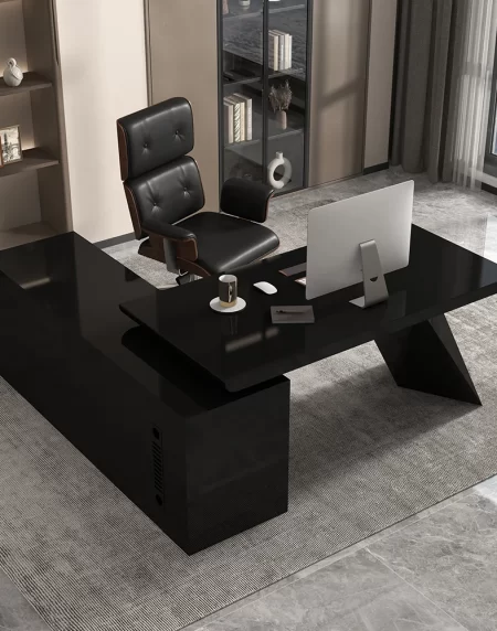 Absolutely Black L-Shape Desk