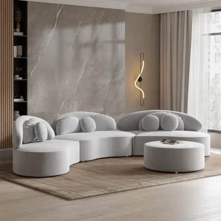 Tigi 22 Modern Sofa Light Gray Velvet