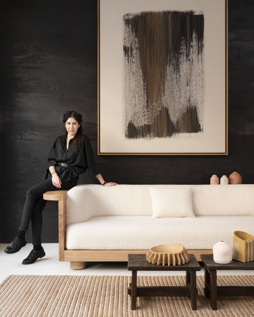 Nervaller Wood Sofa - Image 5
