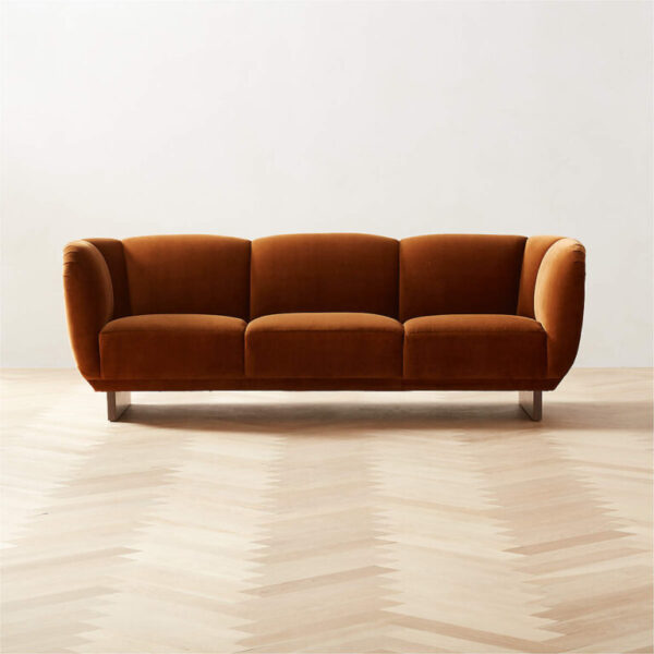 Claude Cognac Velvet Sofa - Image 5