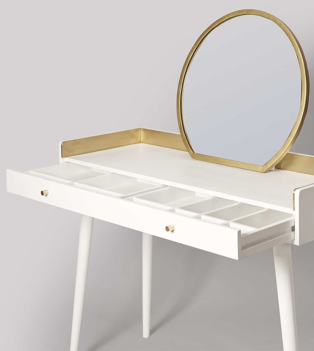 Fresco Dressing Table White & Brass - Image 3