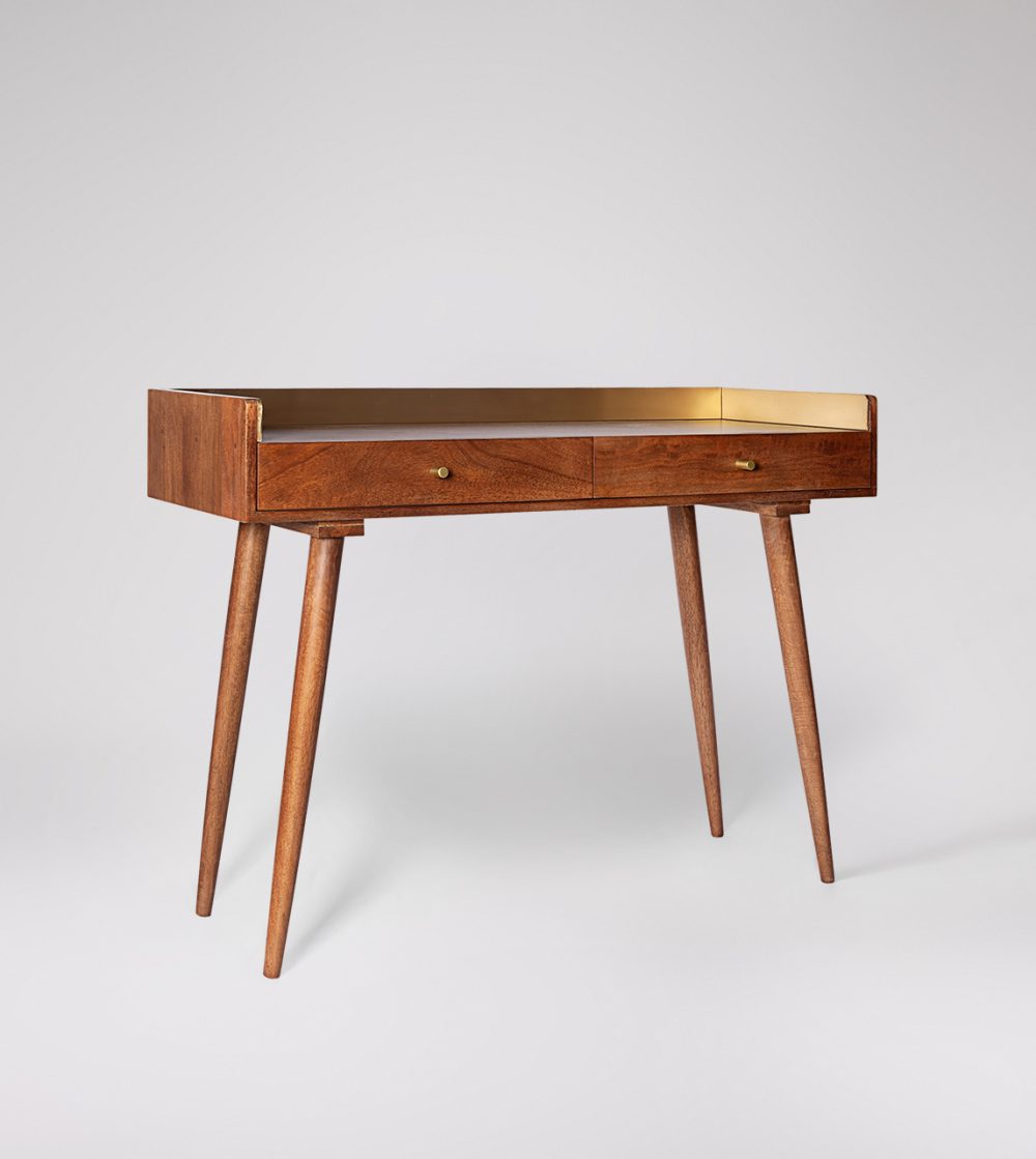 Fresco Wooden Desk Brass - Image 2