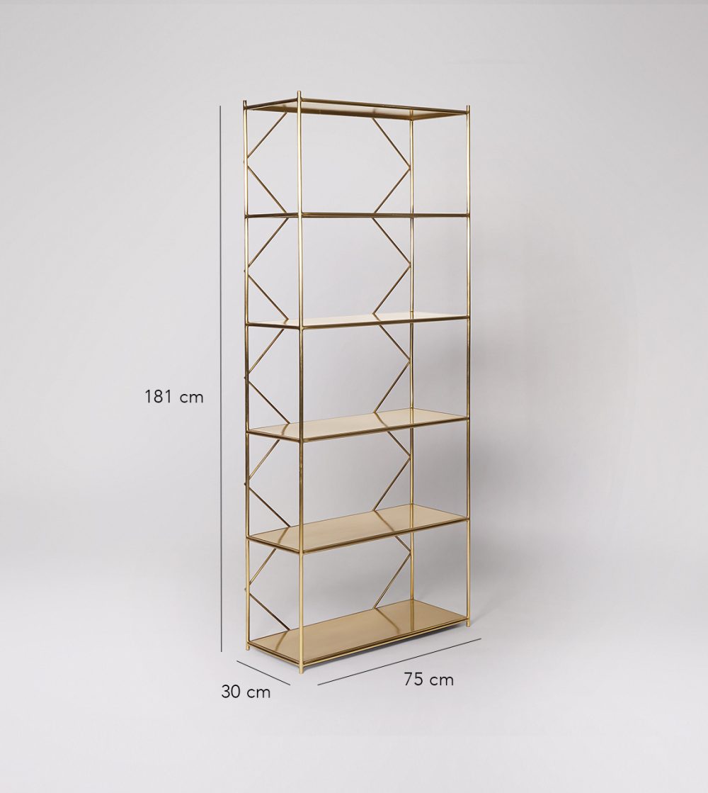 Mosaic Wide Shelving Unit, Brass - Image 5