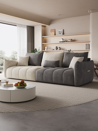 Cream & Grey Velvet Sectional Sofa - Image 11