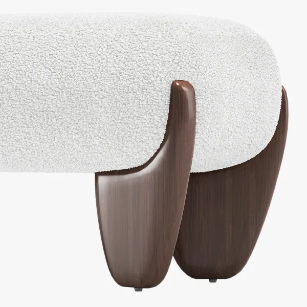 Fabric Ottoman with Wooden Legs - Image 6