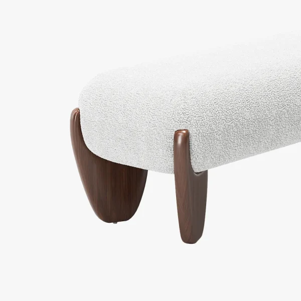 Fabric Ottoman with Wooden Legs - Image 7