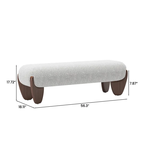 Fabric Ottoman with Wooden Legs - Image 9