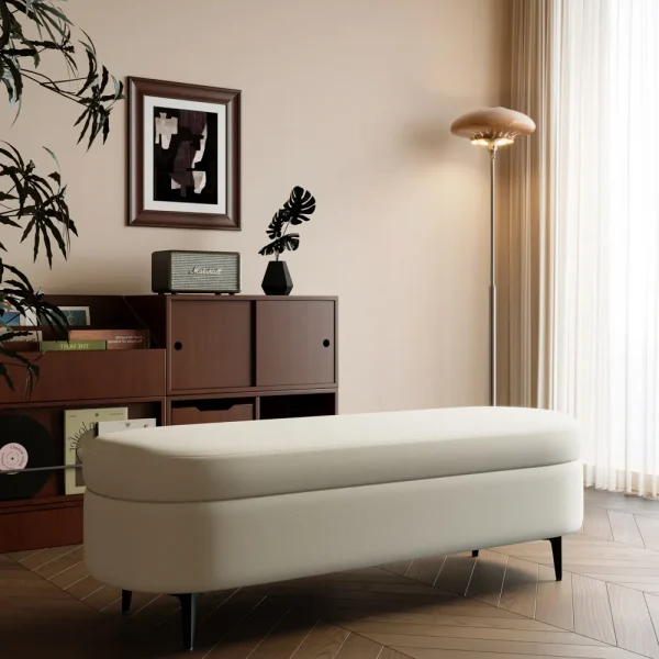 Vienna White Ottoman Bench with Storage - Image 3