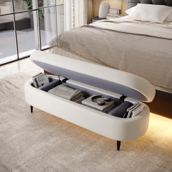 Vienna White Ottoman Bench with Storage - Image 4
