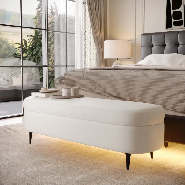 Vienna White Ottoman Bench with Storage - Image 5