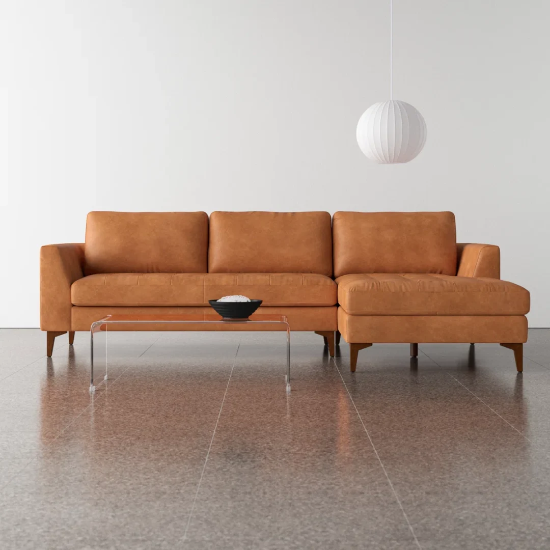 Jerry Full-Grain Artificial Leather Sectional Sofa