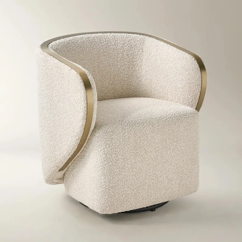 Luna Crest Chair with cream upholstery and gold trim for modern living room or lounge