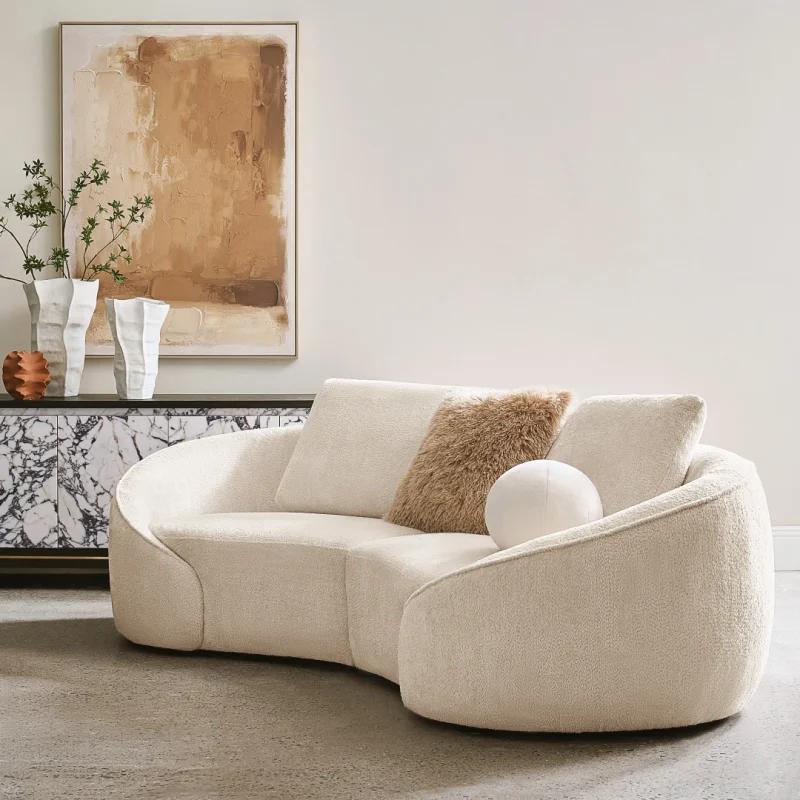 Cresca 2 Seater Sofa with curved silhouette and textured beige upholstery for modern living spaces