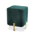 Greige Velvet Cube Footstool - Image 2