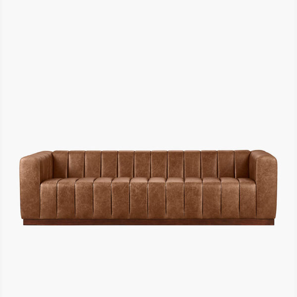 Forte Saddle Faux Leather Sofa