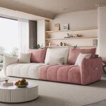 Cream & Grey Velvet Sectional Sofa - Image 13