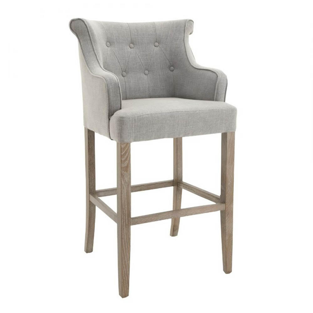 300509711_5465382946858732_4328164701939920164_n.jpg Upholstered Barstool with Matte Light Wooden Legs - Image 1