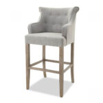 Upholstered Barstool with Matte Light Wooden Legs - Image 2