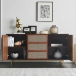Bold Walnut Sideboard Buffet Cabinet - Image 4