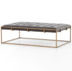Antique Brass Cocktail Ottoman - Image 2