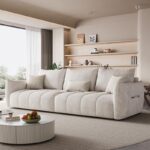 Cream & Grey Velvet Sectional Sofa - Image 12