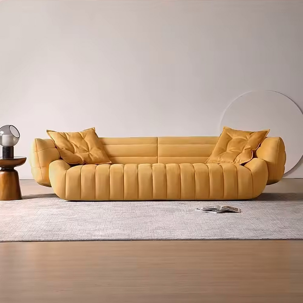 Henry-Velvet-Sofa.jpg Velvet Yellow Sofa - Image 1