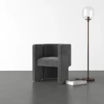 Asymmetrical Velvet Accent Chair - Image 5