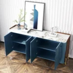 Luxe Navy Blue Sideboard Buffet Cabinet - Image 8