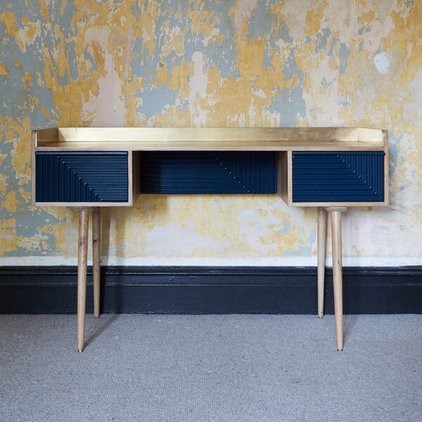 Recycled Navy & Brass Writing Desk