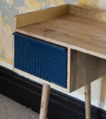 Recycled Navy & Brass Writing Desk - Image 4