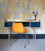 Recycled Navy & Brass Writing Desk - Image 2