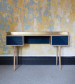 Recycled Navy & Brass Writing Desk - Image 3