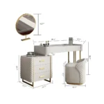 White Slate & Glass Vanity Sideboard with Drawers and Stool - Image 9