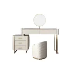 White Slate & Glass Vanity Sideboard with Drawers and Stool - Image 8