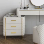 White Slate & Glass Vanity Sideboard with Drawers and Stool - Image 3