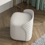 White Slate & Glass Vanity Sideboard with Drawers and Stool - Image 6