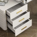White Slate & Glass Vanity Sideboard with Drawers and Stool - Image 4