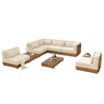 Modular Teak & Beech Outdoor Furniture Set - Image 13