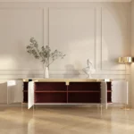Sleek TV Stand with Artificial Marble Top - Image 4