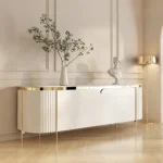 Sleek TV Stand with Artificial Marble Top - Image 2