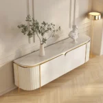 Sleek TV Stand with Artificial Marble Top - Image 3