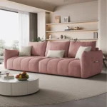 Cream & Grey Velvet Sectional Sofa - Image 3