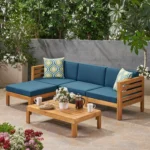 Outdoor Wooden Slatted Sofa Set