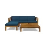 Outdoor Wooden Slatted Sofa Set - Image 7